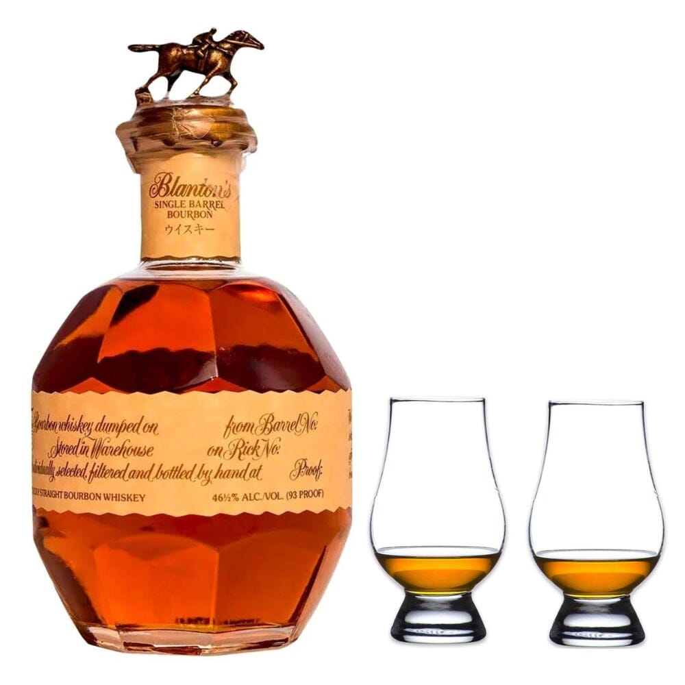 Blanton’s Single Barrel Red Takara Japanese Edition Bourbon Whiskey & Glencairn Whiskey Glass Set