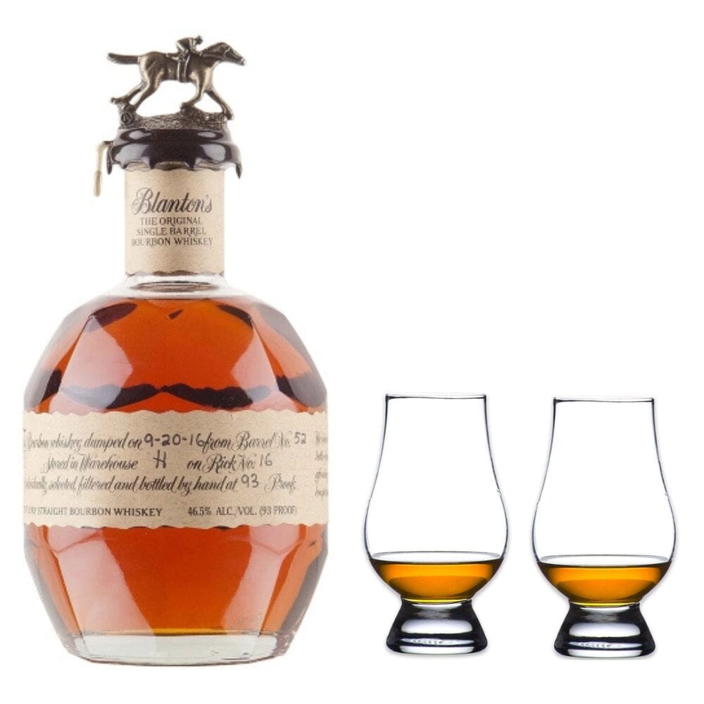 Blanton's Single Barrel Bourbon Whiskey & Glencairn Whiskey Glass Set