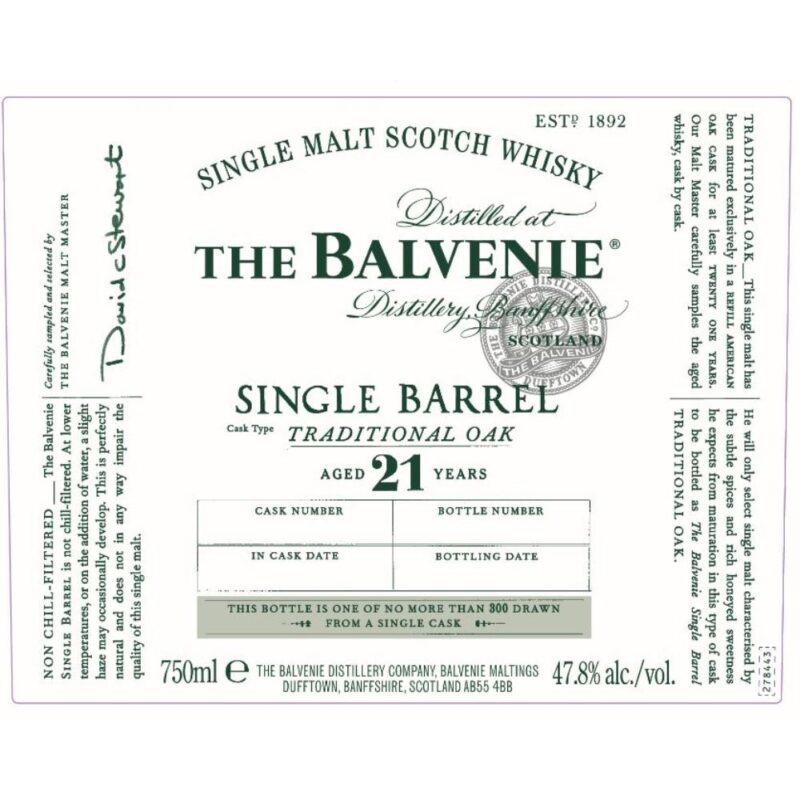 The Balvenie 21 Year Old Single Barrel Traditional Oak