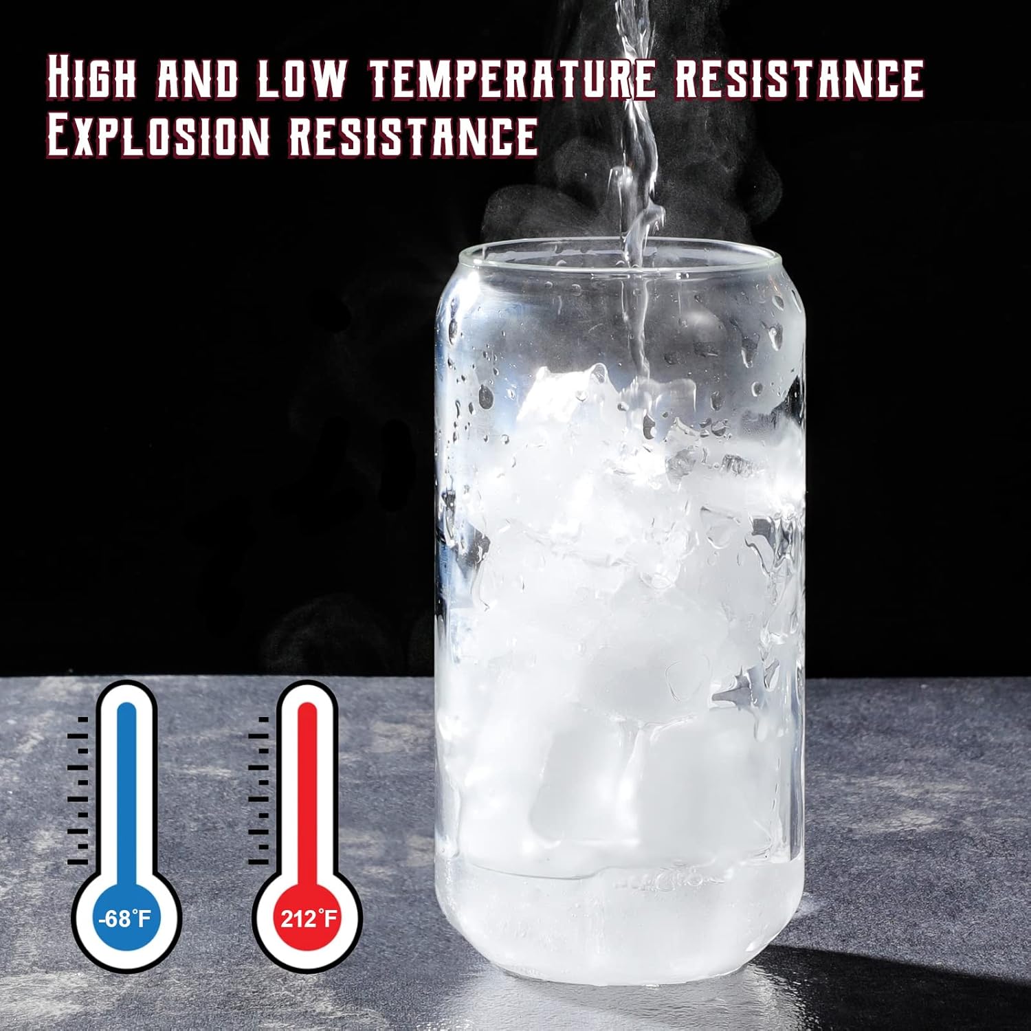 Drinking Glasses with Bamboo Lids and Glass Straw 4pcs Set - 16oz Glass Cups, Iced Coffee Glasses, Cute iced Tea Glasses, Beer Glasses, Ideal for Coffee Bar Accessories,...