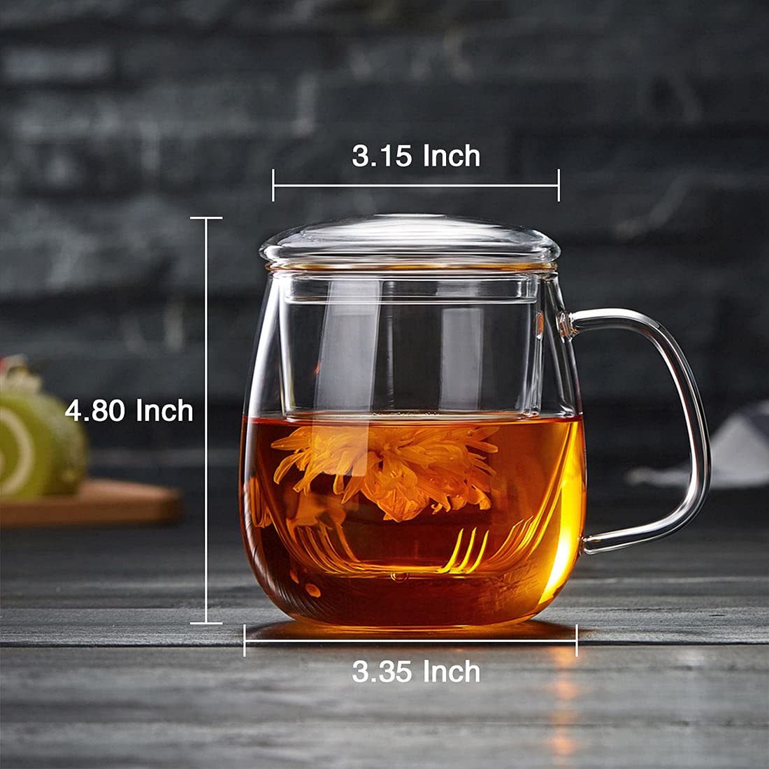 Glass Tea Cup with Infuser and Lid