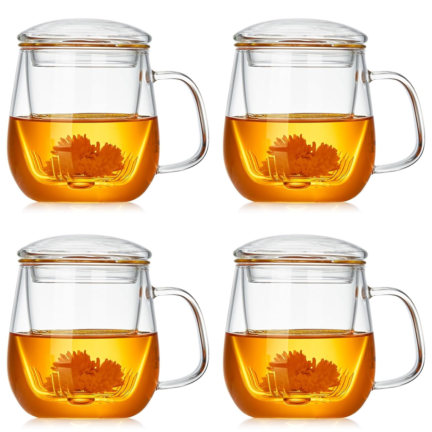 Glass Tea Cup with Infuser and Lid