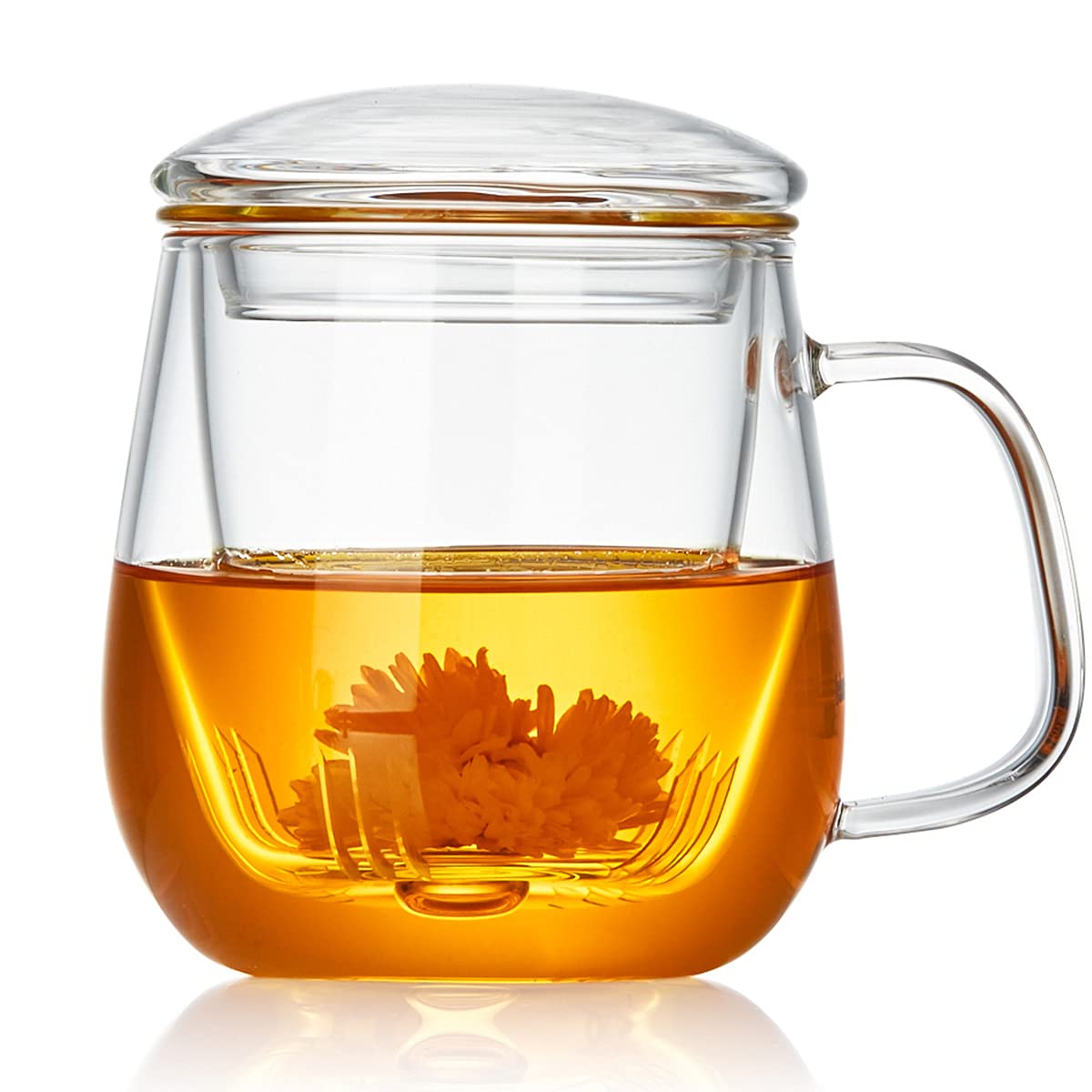 Glass Tea Cup with Infuser and Lid