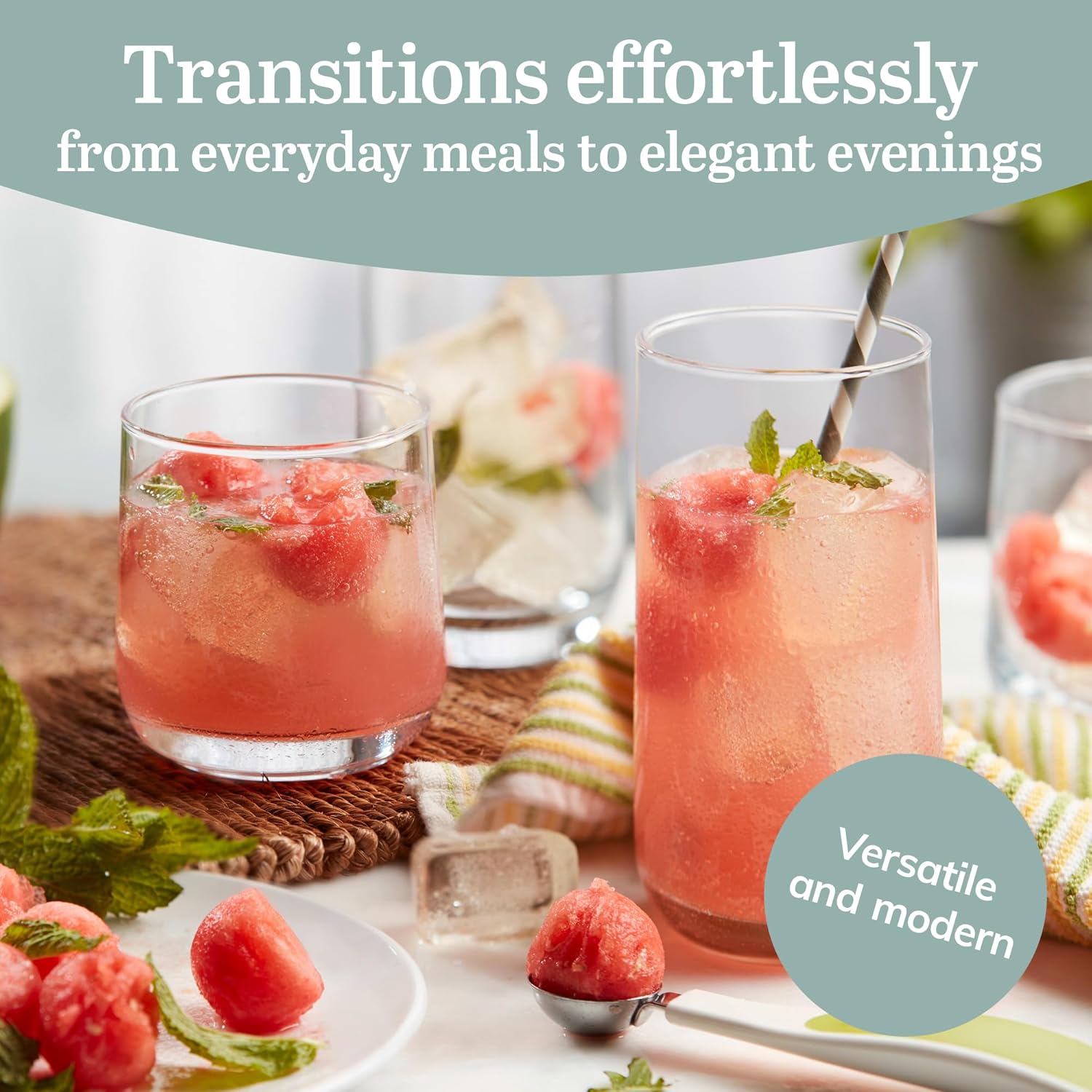 Libbey Ascent Tumbler and Rocks Drinking Glasses Set of 16