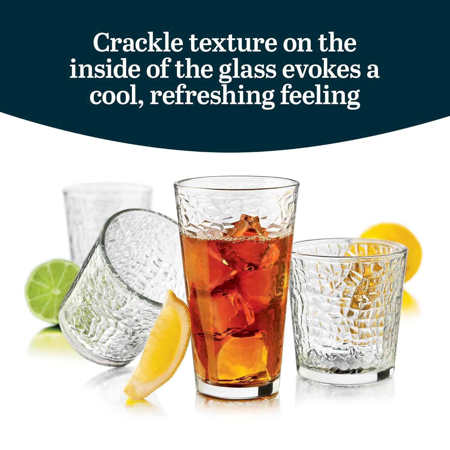 Libbey Yucatan Tumbler and Rock Drinking Glasses Set, Textured 16 Piece Glassware Set, All Purpose Glass Cups for Events and Everyday Use