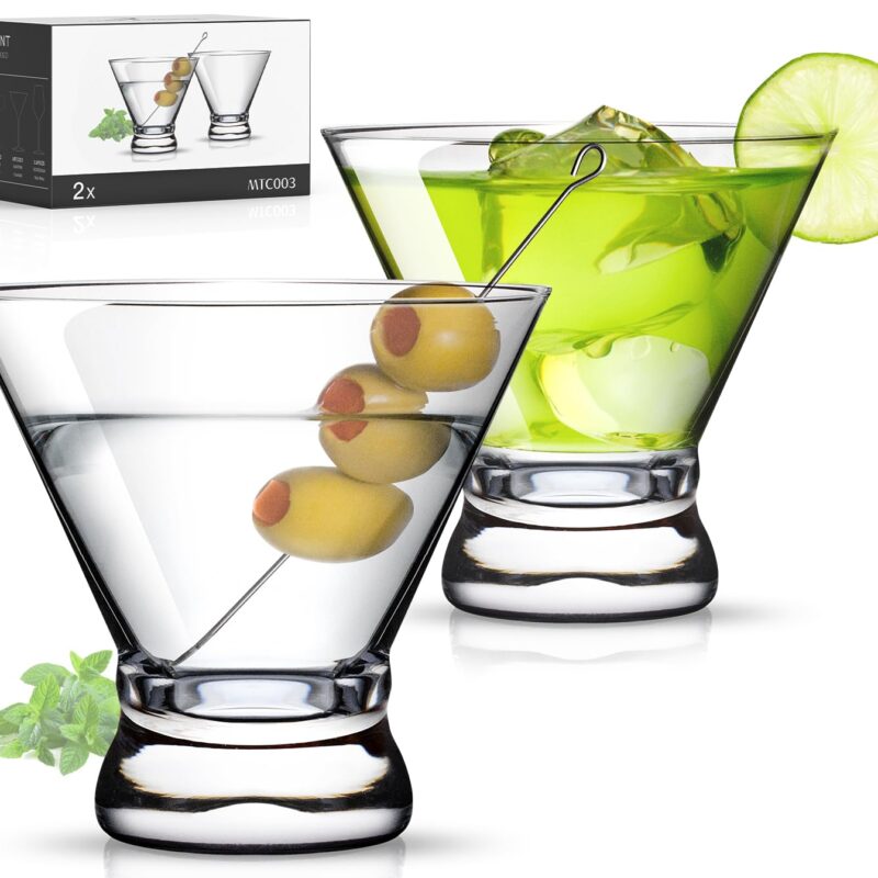 LUNA & MANTHA Martini Glasses Set of 2, Stemless Martini Cocktail Glasses for Margarita, Manhattan, Cosmopolitan, Home Bar, Evening Parties, Birthdays, Housewarming Gift,...